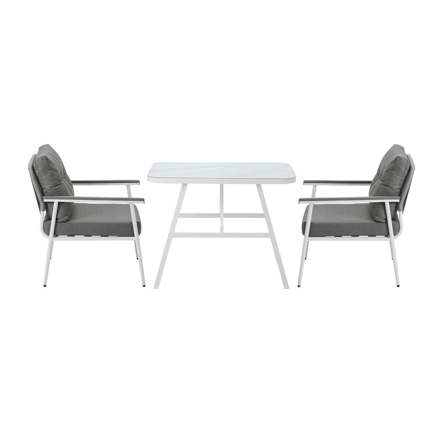 Livsip Outdoor Dining Set Marble-style Table 3 Piece