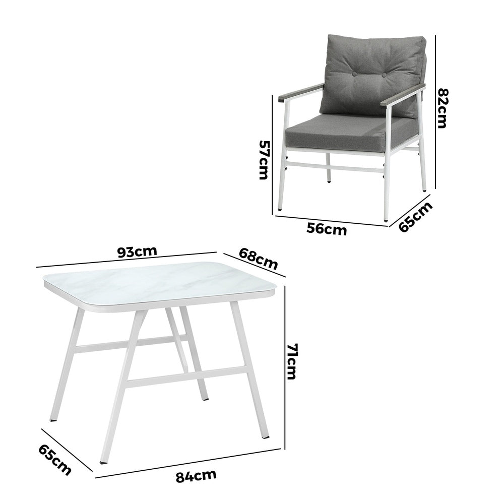 Livsip Outdoor Dining Set Marble-style Table 3 Piece