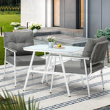 Livsip Outdoor Dining Set Marble-style Table 3 Piece