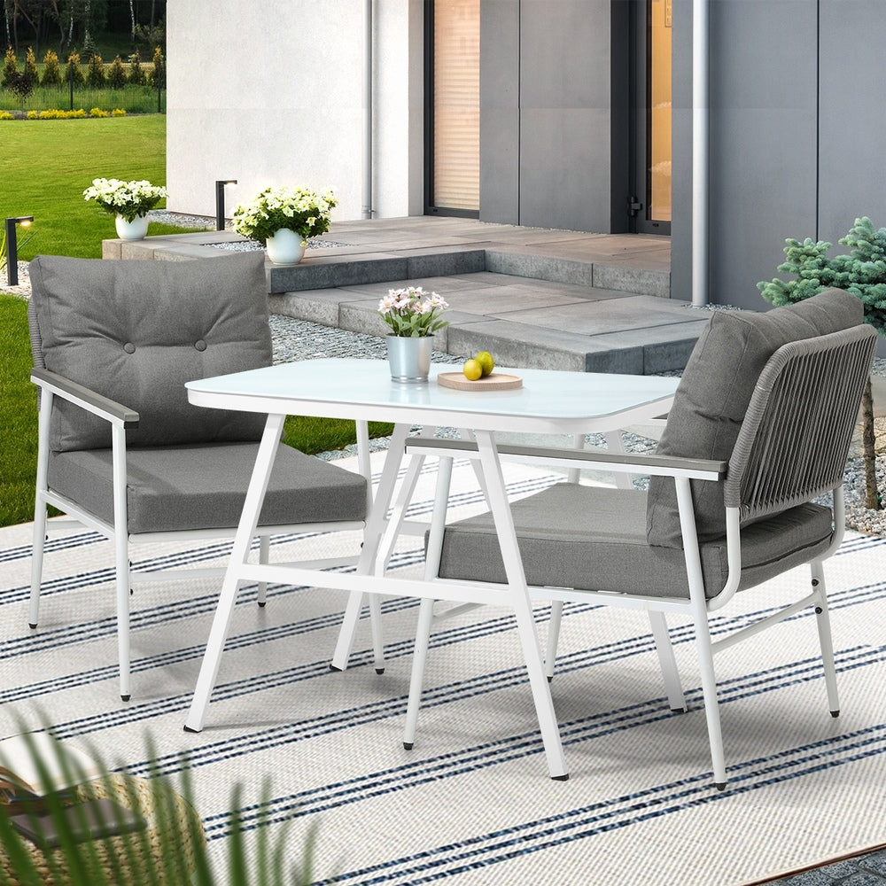 Livsip Outdoor Dining Set Marble-style Table 3 Piece