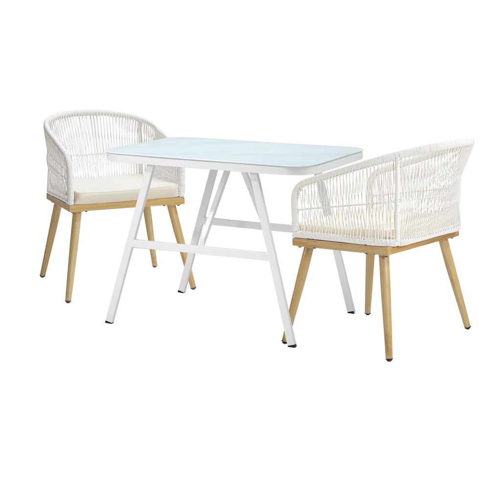Livsip Outdoor Dining Set Patio Marble-style Table 3PCS