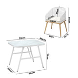 Livsip Outdoor Dining Set Patio Marble-style Table 3PCS