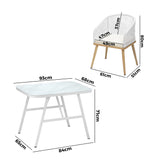 Livsip Outdoor Dining Set Patio Marble-style Table 3PCS - 45-Degree Angle