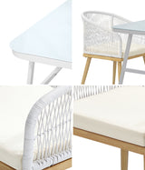 Livsip Outdoor Dining Set Patio Marble-style Table 3PCS - Low Angle