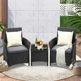 Livsip Outdoor Furniture Patio Chairs Table 3PCS Black