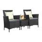 Livsip Outdoor Furniture Patio Chairs Table 3PCS Black