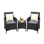 Livsip Outdoor Furniture Patio Chairs Table 3PCS Black, image 4