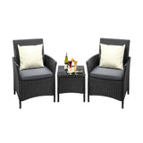 Livsip Outdoor Furniture Patio Chairs Table 3PCS Black - Top-Down View