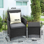 Livsip Outdoor Furniture Patio Chairs Table 3PCS Black, image 3