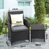 Livsip Outdoor Furniture Patio Chairs Table 3PCS Black - Side View