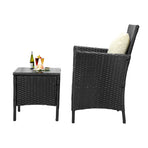 Livsip Outdoor Furniture Patio Chairs Table 3PCS Black, image 6