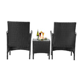 Livsip Outdoor Furniture Patio Chairs Table 3PCS Black - 45-Degree Angle