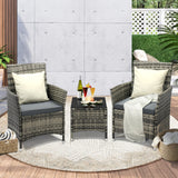 Livsip Outdoor Furniture Patio Chairs Table 3PCS Grey - Side View