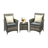 Livsip Outdoor Furniture Patio Chairs Table 3PCS Grey