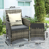 Livsip Outdoor Furniture Patio Chairs Table 3PCS Grey - Rear View