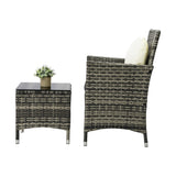 Livsip Outdoor Furniture Patio Chairs Table 3PCS Grey