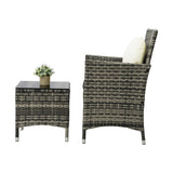 Livsip Outdoor Furniture Patio Chairs Table 3PCS Grey - 45-Degree Angle