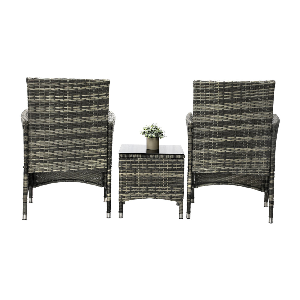 Livsip Outdoor Furniture Patio Chairs Table 3PCS Grey