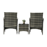 Livsip Outdoor Furniture Patio Chairs Table 3PCS Grey