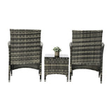 Livsip Outdoor Furniture Patio Chairs Table 3PCS Grey - Top-Down View