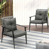 Livsip 2PCS Outdoor Armchairs Rattan Backrest Black
