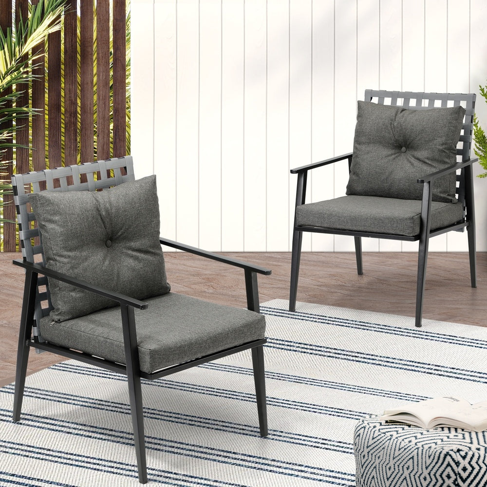 Livsip 2PCS Outdoor Armchairs Rattan Backrest Black