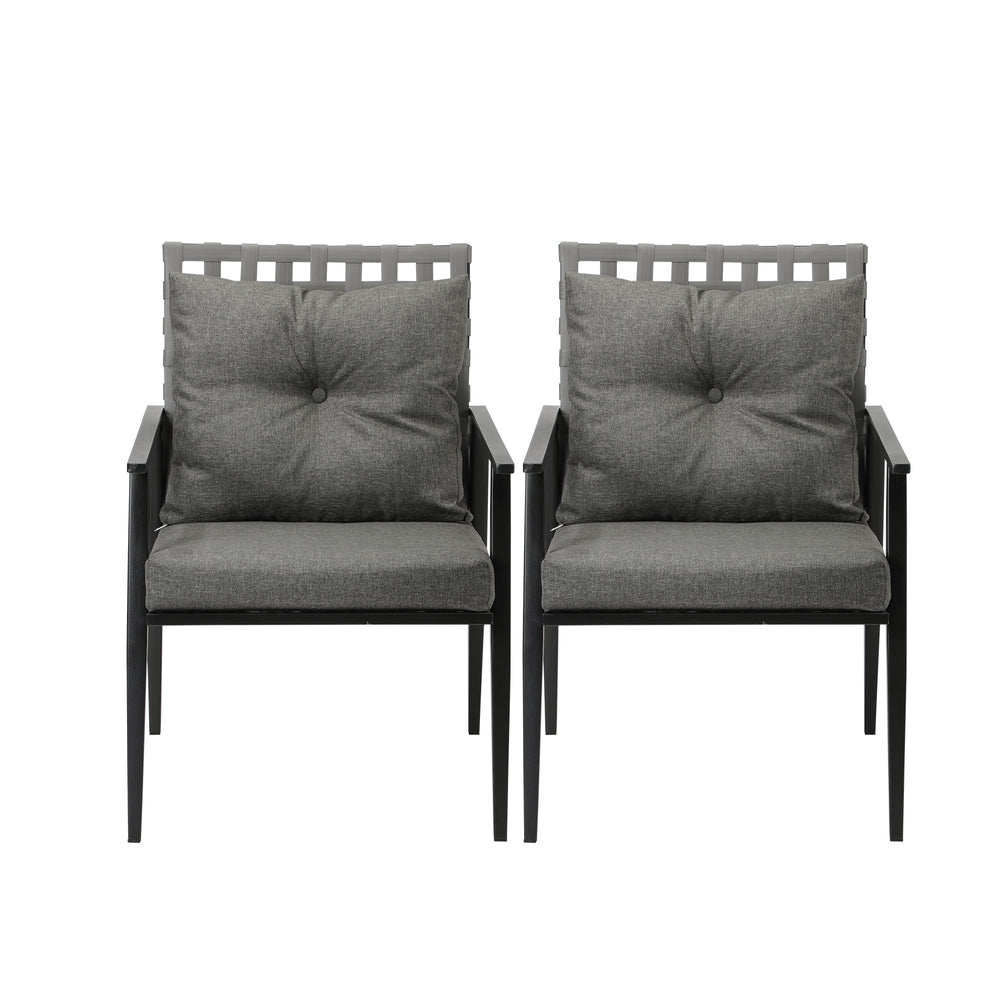Livsip 2PCS Outdoor Armchairs Rattan Backrest Black
