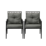 Livsip 2PCS Outdoor Armchairs Rattan Backrest Black - Close-Up Angle