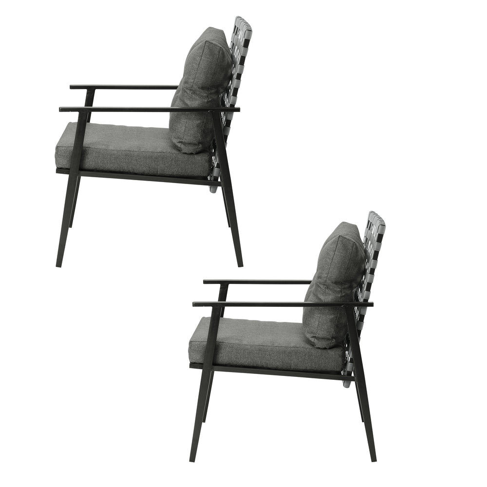 Livsip 2PCS Outdoor Armchairs Rattan Backrest Black