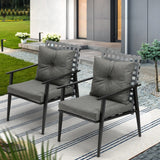 Livsip 2PCS Outdoor Armchairs Rattan Backrest Black - 45-Degree Angle