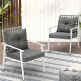 Livsip 2PCS Outdoor Armchairs Rattan Backrest White