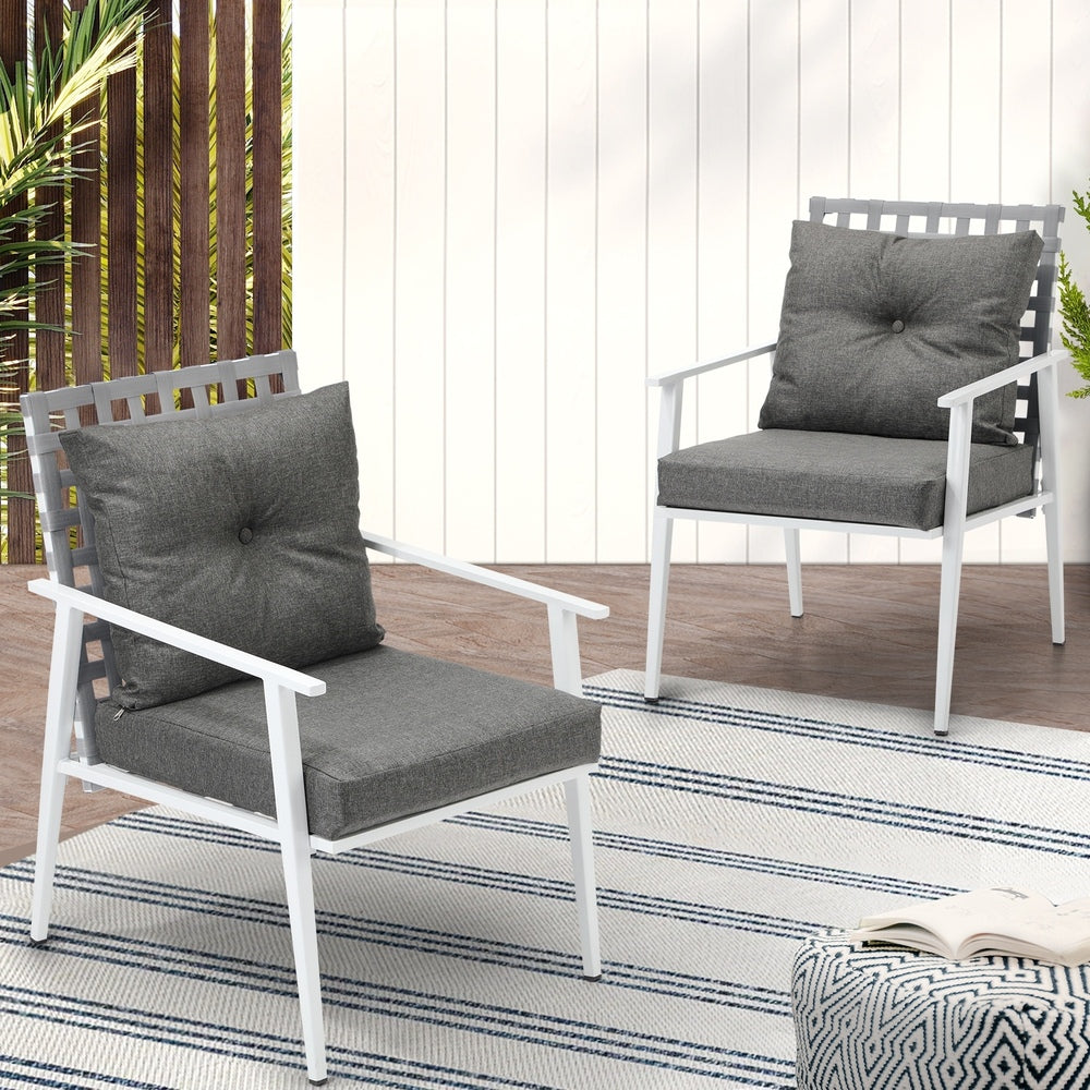 Livsip 2PCS Outdoor Armchairs Rattan Backrest White