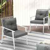 Livsip 2PCS Outdoor Armchairs Rattan Backrest White - Front View