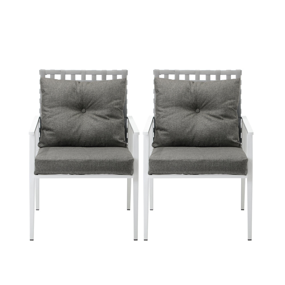 Livsip 2PCS Outdoor Armchairs Rattan Backrest White