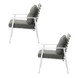Livsip 2PCS Outdoor Armchairs Rattan Backrest White