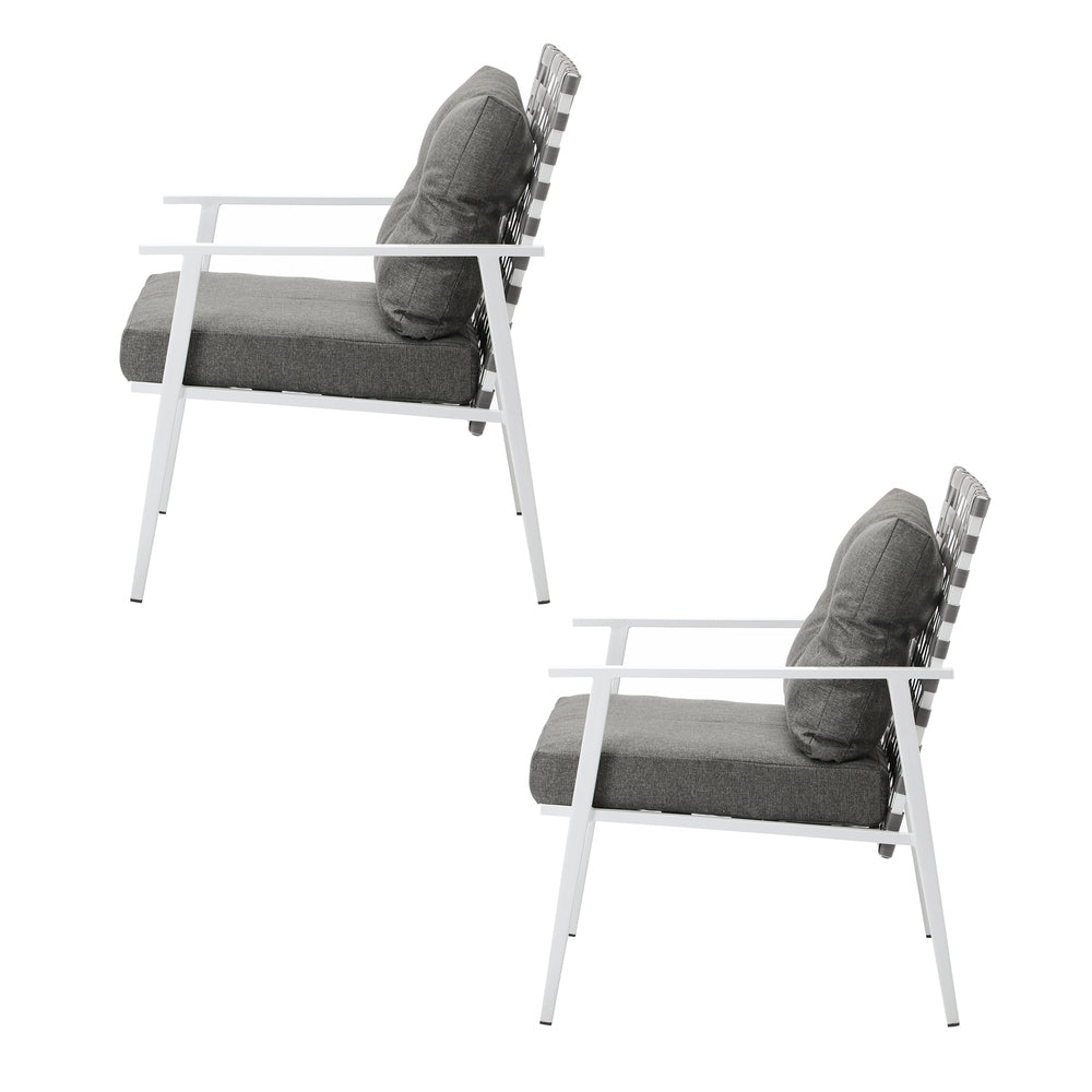 Livsip 2PCS Outdoor Armchairs Rattan Backrest White