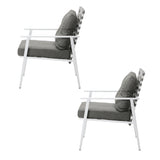 Livsip 2PCS Outdoor Armchairs Rattan Backrest White - Side View