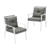 Livsip 2PCS Outdoor Armchairs Rattan Backrest White