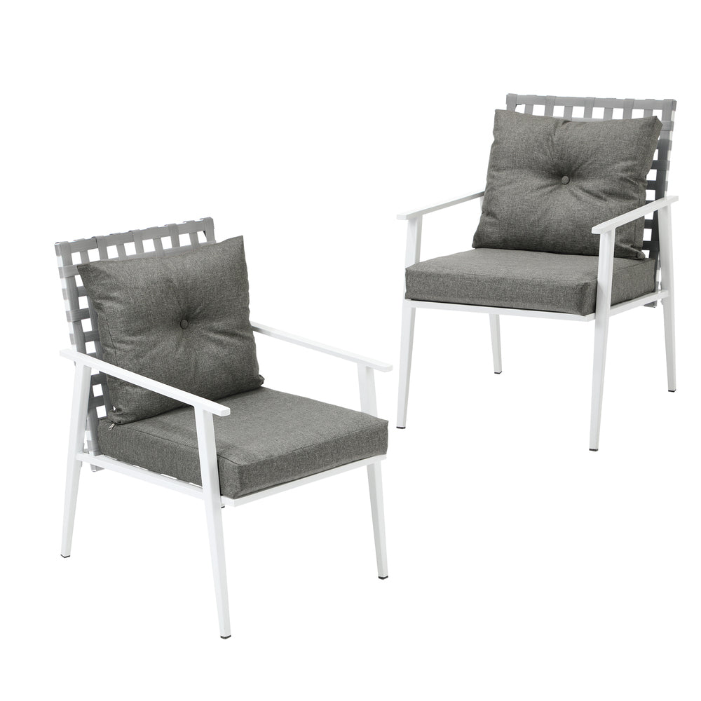 Livsip 2PCS Outdoor Armchairs Rattan Backrest White