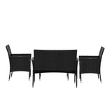 Livsip Outdoor Furniture 4PCS Set Chairs Table Wicker Black - 45-Degree Angle