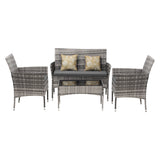 Livsip Outdoor Furniture 4PCS Set Chairs Table Wicker Grey