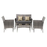 Livsip Outdoor Furniture 4PCS Set Chairs Table Wicker Grey - Top-Down View
