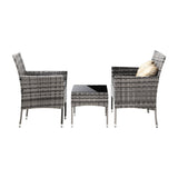 Livsip Outdoor Furniture 4PCS Set Chairs Table Wicker Grey - Front View
