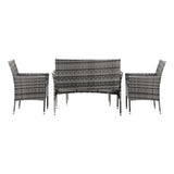 Livsip Outdoor Furniture 4PCS Set Chairs Table Wicker Grey