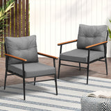Livsip 2PCS Outdoor Chairs Garden Patio Armchair Black - Front View
