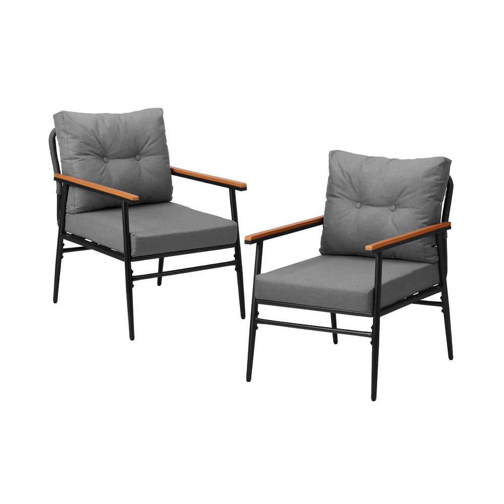 Livsip 2PCS Outdoor Chairs Garden Patio Armchair Black