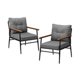 Livsip 2PCS Outdoor Chairs Garden Patio Armchair Black