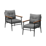 Livsip 2PCS Outdoor Chairs Garden Patio Armchair Black - Top-Down View