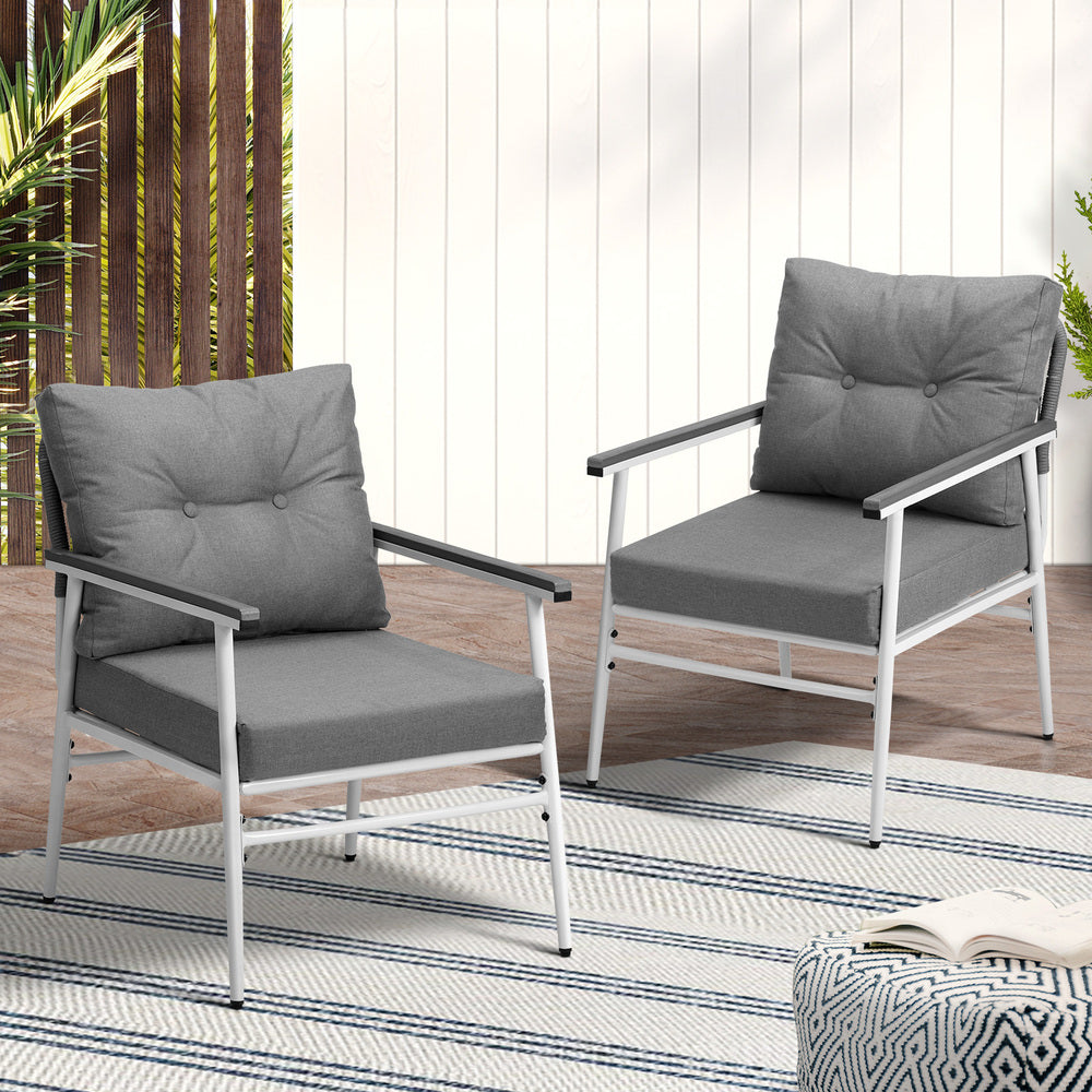 Livsip 2PCS Outdoor Chairs Set Garden Patio Armchair White