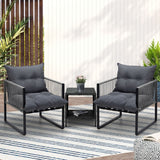 Livsip 3PCS Outdoor Patio Set Wicker Table Chairs with Cushions - Rear View